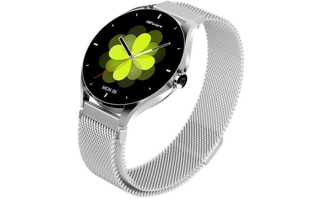 HiFuture Aura 2 Woman Bluetooth 5.3 Smart Watch, 1.32" Amoled display, IP68 Waterproof, 270mAh battery, provides up to 7 days, over 100 sports modes, Heart rate & Sleep Monitoring - Silver
